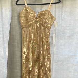 Radiant Gold Midi Dress